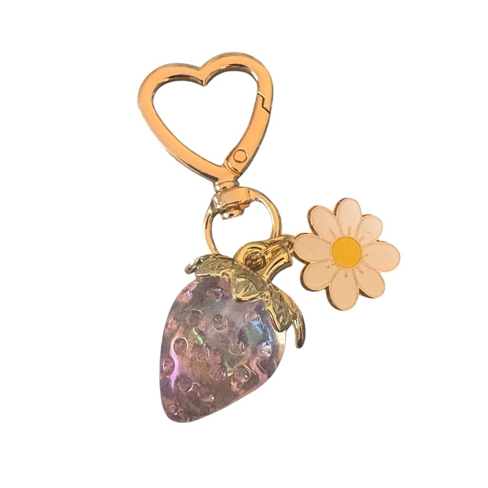 Strawberry and Daisy Bag Charms Choose Your Color! BUY NOW LISTING - Picture 3 of 6